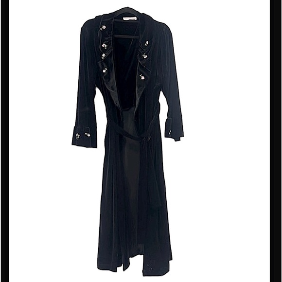 Oscar de la Renta Other - Vintage Oscar de la renta black velvet robe floral size large